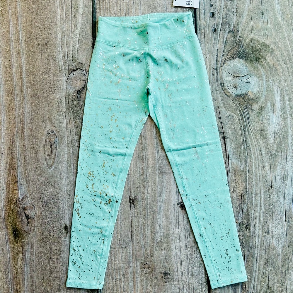 GAP size 8 (med) Girls Mint Green Brushed Jersey Leggings Stretchy Full-Length